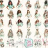 Peppermint Glow Watercolor Clipart Set - 275+ transparent PNG, Peppermint xmas graphics, Cozy christmas art, Commercial use,Digital download