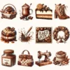 Chocolate Heaven Watercolor Clipart Set - 125+ transparent PNG, Cozy fall treats graphics, Cocoa clipart, Pastry png, Digital download