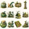 Gravemoss Witch Clipart Mini Set - Fantasy Clipart, Mystic forest graphics, Witchy fantasy art, Moss Art, Magical Images, Digital download