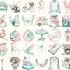 Peppermint Glow Watercolor Clipart Set - 275+ transparent PNG, Peppermint xmas graphics, Cozy christmas art, Commercial use,Digital download