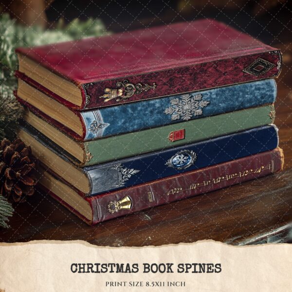 Vintage Christmas Book Spines - Snow Globe, Nutcracker, Candlelight, Goose, Holly, Christmas Letter, Sleigh, Printables, Digital download