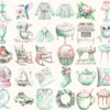 Peppermint Glow Watercolor Clipart Set - 275+ transparent PNG, Peppermint xmas graphics, Cozy christmas art, Commercial use,Digital download
