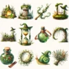 Gravemoss Witch Clipart Mini Set - Fantasy Clipart, Mystic forest graphics, Witchy fantasy art, Moss Art, Magical Images, Digital download