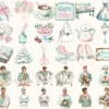 Peppermint Glow Watercolor Clipart Set - 275+ transparent PNG, Peppermint xmas graphics, Cozy christmas art, Commercial use,Digital download