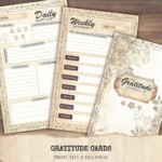 Gratitude Cards - Planner, Journal Printable, Craft kits, Vintage Junk Journal, Gratitude Diary, Daily Gratitude, Digital download