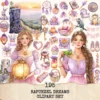 Rapunzel Dreams Clipart Set – Whimsical Illustrations, Fantasy cottagecore graphics, Fairytale art, Commercial use, Digital download