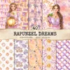 Rapunzel Dreams Seamless Patterns, Fairytale JPEG, Floral infinite pattern, Fantasy flowers repeating pattern, Digital scrapbook paper