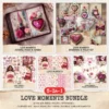 Love Moments Mega Bundle – Romantic Printables, Ephemera, Valentine's Day, Journal, PNG Clipart, Seamless Pattern, Floral, Digital Download