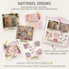 Rapunzel Dreams Clipart Set – Whimsical Illustrations, Fantasy cottagecore graphics, Fairytale art, Commercial use, Digital download