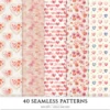 Love Moments Seamless Patterns, Valentines JPEG, Heart infinite pattern, Bird, Rose, Romantic repeating pattern, Digital scrapbook paper