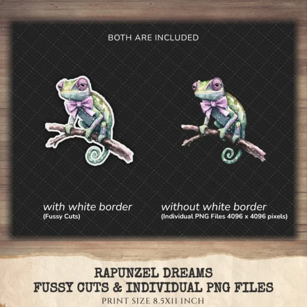 Rapunzel Dreams Clipart Set – Whimsical Illustrations, Fantasy cottagecore graphics, Fairytale art, Commercial use, Digital download