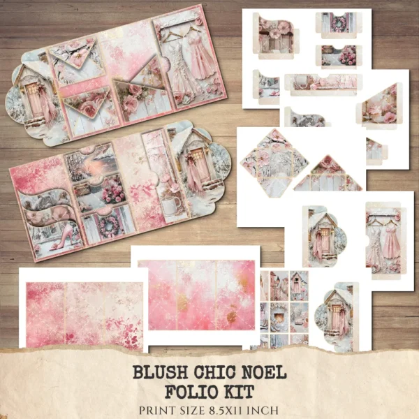 Blush Chic Noel Junk Journal Pages & Papers - Pink Christmas, Vintage Xmas Background, Pastel Holiday, Journal Kit, Digital download