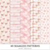 Blush Chic Noel Seamless Patterns, Christmas JPEG, Festive Patterns, Floral, Pastel, Girly Winter repeating pattern, Digital scrapbook paper