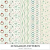 Seaside Christmas Seamless Patterns, Festive Beach JPEG, Poinsettia, Floral, Coastal Xmas, Holiday Infinite Patterns, Digital Download