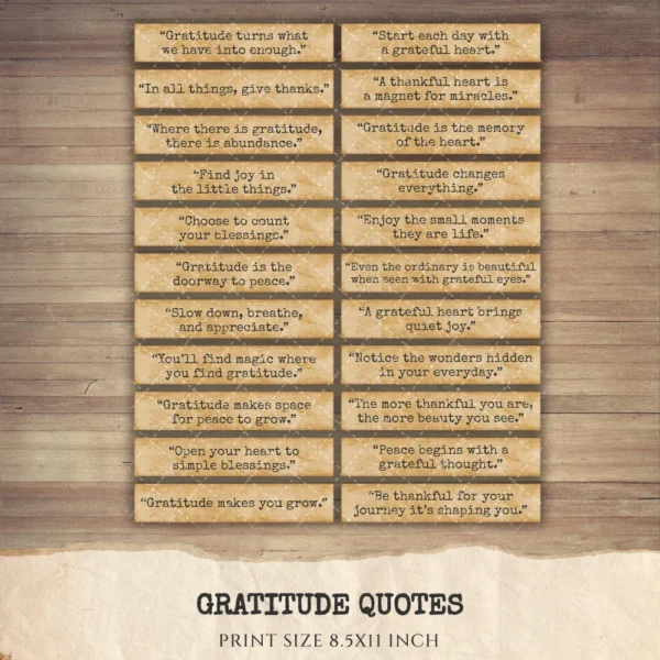 Gratitude Quotes - Grateful and Thankful, Junk Journal, Ephemera, Scrapbook Words, Collage Sheet, Planner, Vintage Word, Digital download