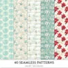 Seaside Christmas Seamless Patterns, Festive Beach JPEG, Poinsettia, Floral, Coastal Xmas, Holiday Infinite Patterns, Digital Download