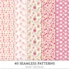 Love Moments Seamless Patterns, Valentines JPEG, Heart infinite pattern, Bird, Rose, Romantic repeating pattern, Digital scrapbook paper