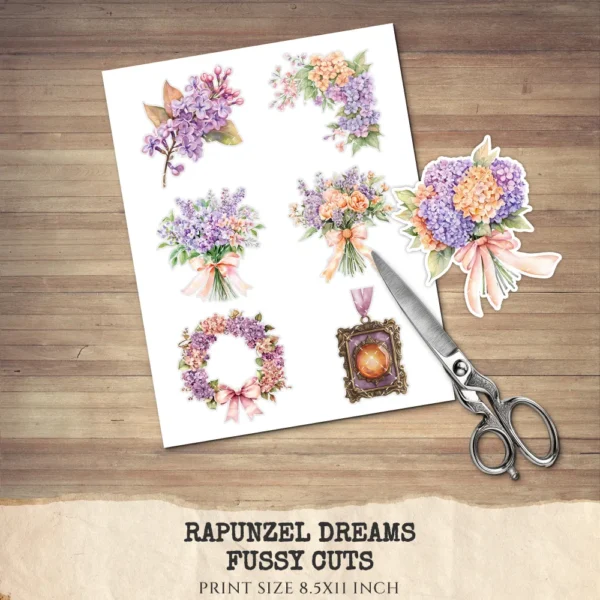 Rapunzel Dreams Floral Arrangements, Lilacs Floral PNG, Fantasy Bouquet, Magical Decor, Ornaments, Flower Art, Digital download