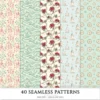 Seaside Christmas Seamless Patterns, Festive Beach JPEG, Poinsettia, Floral, Coastal Xmas, Holiday Infinite Patterns, Digital Download