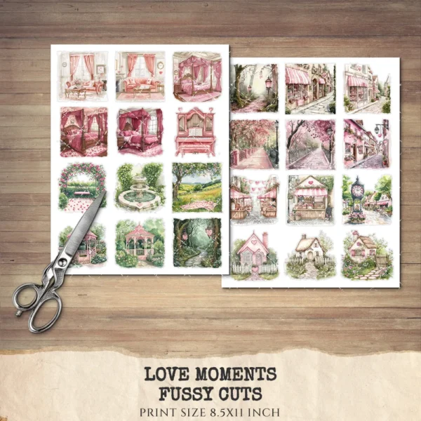 Love Moments Clipart Set – Valentines Day Illustrations, love cottagecore graphics, Romantic art, Romance PNG, Digital download