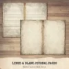 Blank Lined Vintage Junk Journal Papers - Printable, Scrapbook Supply, Paper, Journal Pages, Book, Ephemera, Digital Download