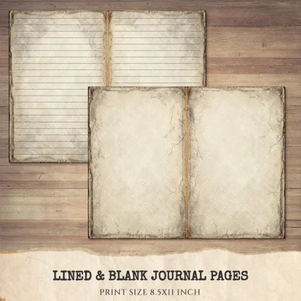 Blank Lined Vintage Junk Journal Papers - Printable, Scrapbook Supply, Paper, Journal Pages, Book, Ephemera, Digital Download