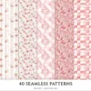 Blush Chic Noel Seamless Patterns, Christmas JPEG, Festive Patterns, Floral, Pastel, Girly Winter repeating pattern, Digital scrapbook paper