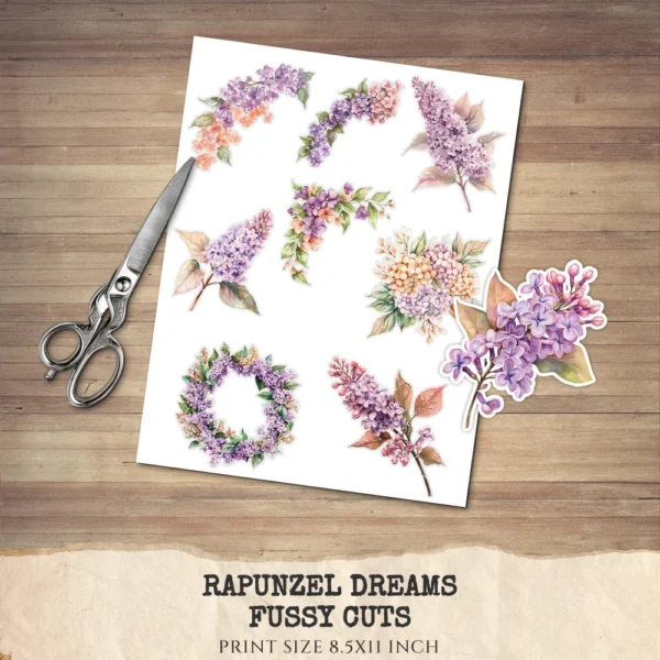 Rapunzel Dreams Floral Arrangements, Lilacs Floral PNG, Fantasy Bouquet, Magical Decor, Ornaments, Flower Art, Digital download