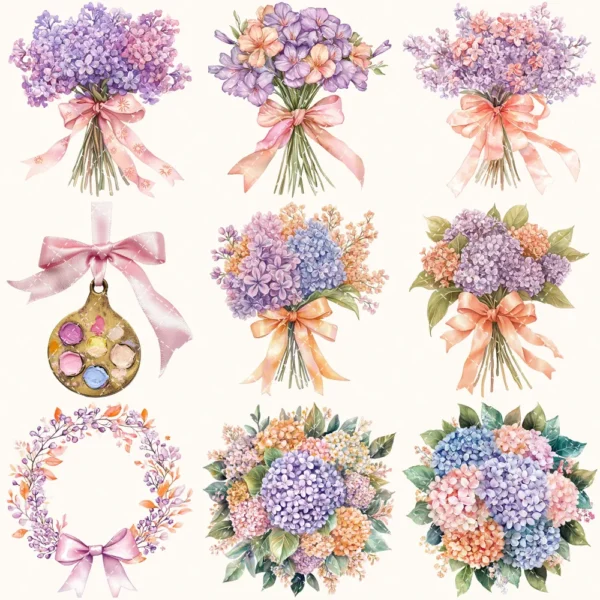 Rapunzel Dreams Floral Arrangements, Lilacs Floral PNG, Fantasy Bouquet, Magical Decor, Ornaments, Flower Art, Digital download