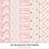 Blush Chic Noel Seamless Patterns, Christmas JPEG, Festive Patterns, Floral, Pastel, Girly Winter repeating pattern, Digital scrapbook paper