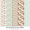 Seaside Christmas Seamless Patterns, Festive Beach JPEG, Poinsettia, Floral, Coastal Xmas, Holiday Infinite Patterns, Digital Download