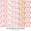 Love Moments Seamless Patterns, Valentines JPEG, Heart infinite pattern, Bird, Rose, Romantic repeating pattern, Digital scrapbook paper