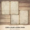 Blank Lined Vintage Junk Journal Papers - Printable, Scrapbook Supply, Paper, Journal Pages, Book, Ephemera, Digital Download