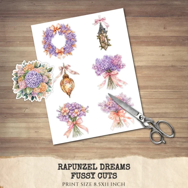 Rapunzel Dreams Floral Arrangements, Lilacs Floral PNG, Fantasy Bouquet, Magical Decor, Ornaments, Flower Art, Digital download