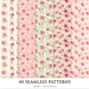 Love Moments Seamless Patterns, Valentines JPEG, Heart infinite pattern, Bird, Rose, Romantic repeating pattern, Digital scrapbook paper
