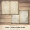 Blank Lined Vintage Junk Journal Papers - Printable, Scrapbook Supply, Paper, Journal Pages, Book, Ephemera, Digital Download
