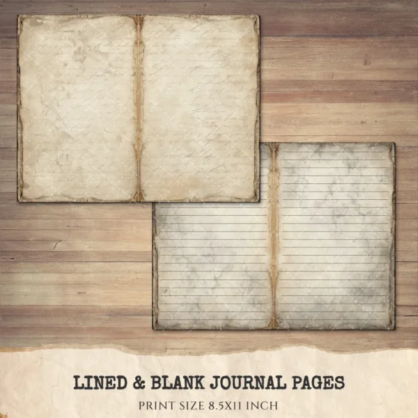 Blank Lined Vintage Junk Journal Papers - Printable, Scrapbook Supply, Paper, Journal Pages, Book, Ephemera, Digital Download