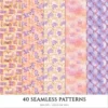 Rapunzel Dreams Seamless Patterns, Fairytale JPEG, Floral infinite pattern, Fantasy flowers repeating pattern, Digital scrapbook paper