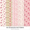 Love Moments Seamless Patterns, Valentines JPEG, Heart infinite pattern, Bird, Rose, Romantic repeating pattern, Digital scrapbook paper