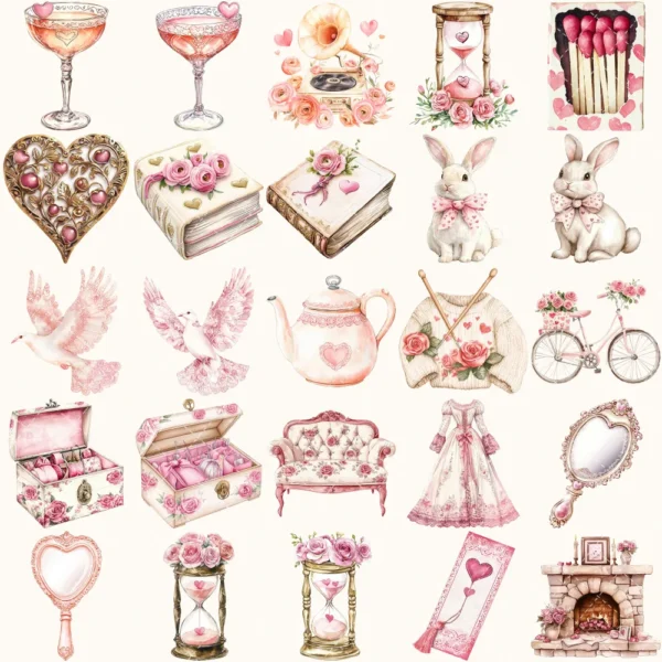 Love Moments Clipart Set – Valentines Day Illustrations, love cottagecore graphics, Romantic art, Romance PNG, Digital download