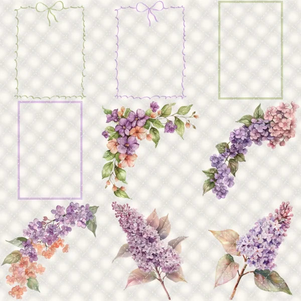 Rapunzel Dreams Floral Arrangements, Lilacs Floral PNG, Fantasy Bouquet, Magical Decor, Ornaments, Flower Art, Digital download