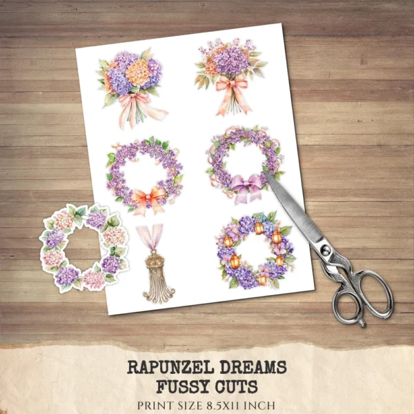 Rapunzel Dreams Floral Arrangements, Lilacs Floral PNG, Fantasy Bouquet, Magical Decor, Ornaments, Flower Art, Digital download
