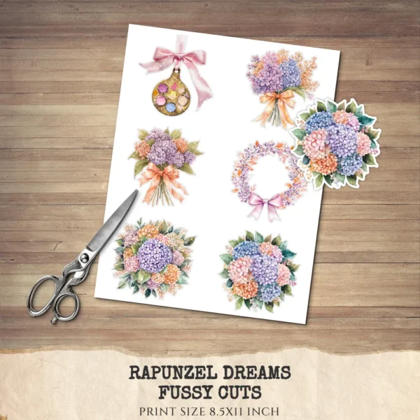 Rapunzel Dreams Floral Arrangements, Lilacs Floral PNG, Fantasy Bouquet, Magical Decor, Ornaments, Flower Art, Digital download