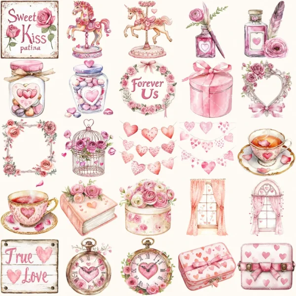 Love Moments Clipart Set – Valentines Day Illustrations, love cottagecore graphics, Romantic art, Romance PNG, Digital download