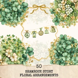 Shamrock Story Floral Arrangements, Carnation Floral PNG, Carnation Bouquet, Patrick's Day, Decor, Ornaments, Flower Art, Digital download