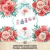 American Neon Diner Floral Arrangements, Carnation Floral PNG, Carnation Bouquet, Flowers, Decor, Ornaments, Flower Art, Digital download