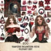 Vampire Valentine Bite Clipart Set – Dark Romance Illustrations, Gothic Haunted Graphics, Victorian, Florals, Academia PNG, Digital download