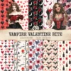 Vampire Valentine Bite Seamless Patterns, Dark Romance JPEG, Thorny Infinite Pattern, Floral Skull Repeating Pattern,Digital Scrapbook Paper