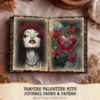 Vampire Valentine Bite Junk Journal Pages & Papers – Victorian, Dark Romance Printable, Gothic Haunted Scrapbook, Florals, Digital Download