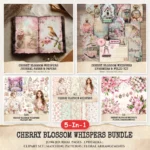 Cherry Blossom Whispers Mega Bundle – Junk Journal Pages, Ephemera, Kit, Soft Spring Floral Art, Sakura Graphics, Botanical, Digital Download